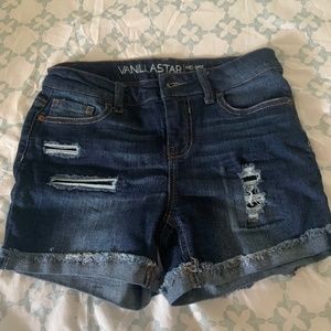 Distressed jean shorts